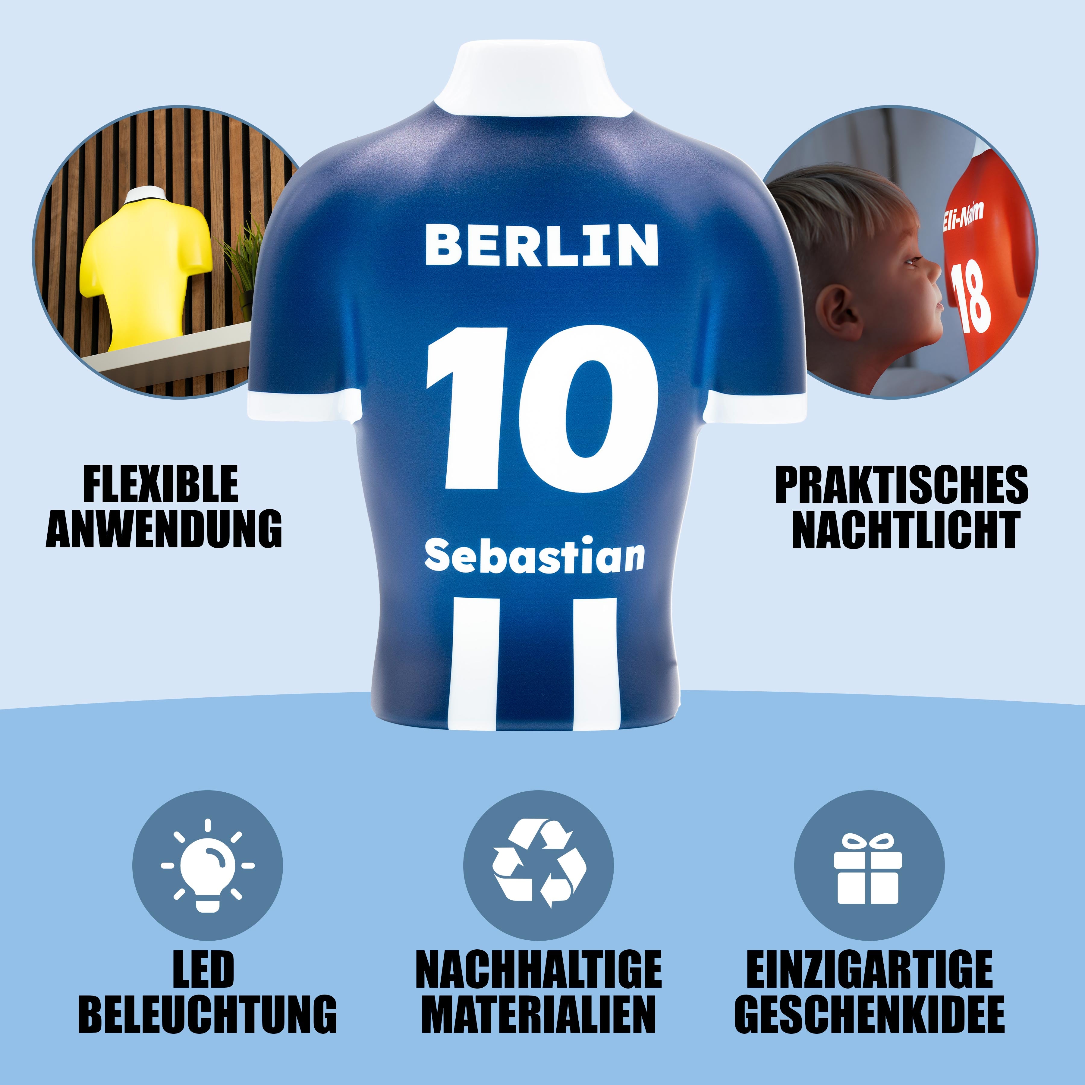 Torsinio® – Personalized 3D Soccer Jersey Lamp