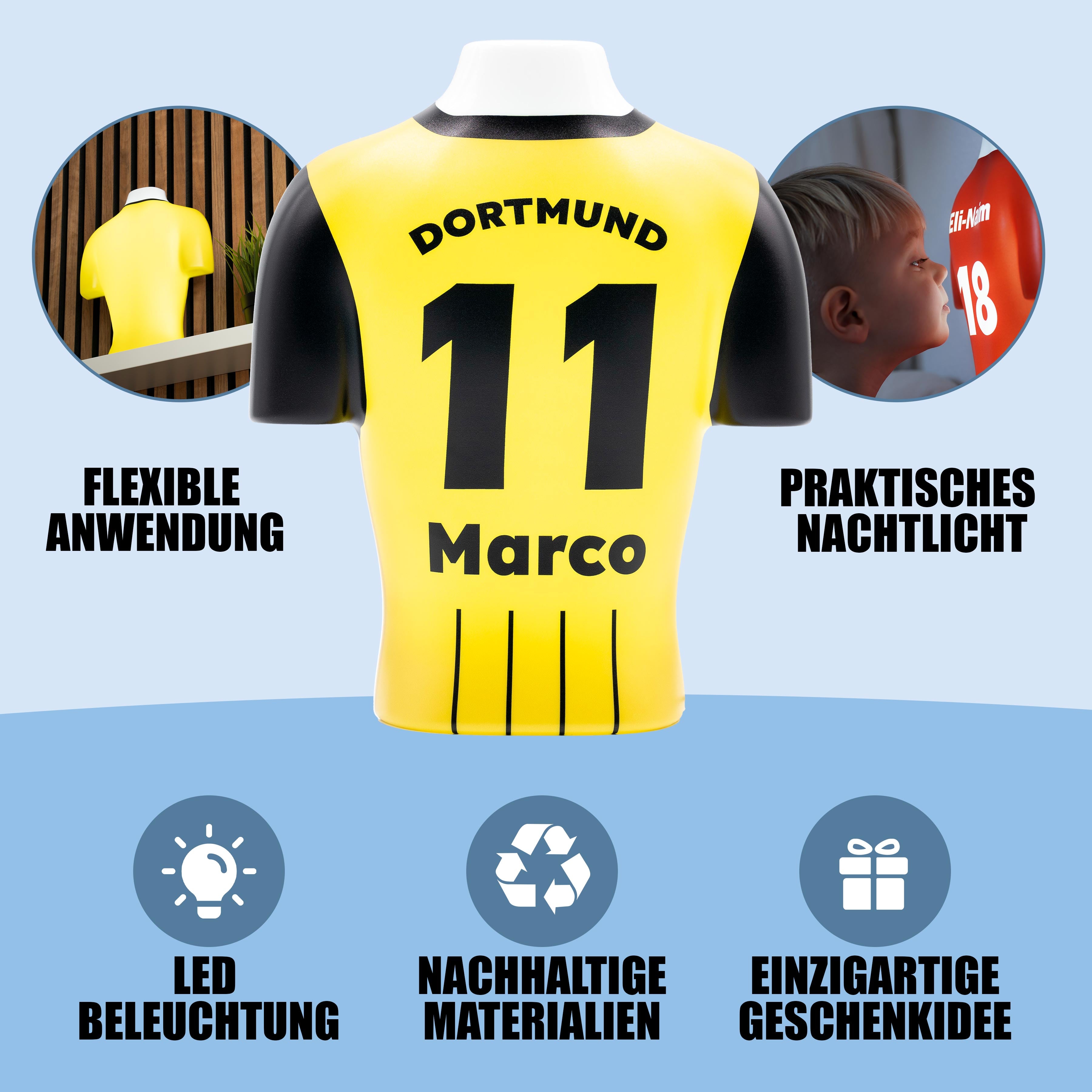 Torsinio® – Personalized 3D Soccer Jersey Lamp