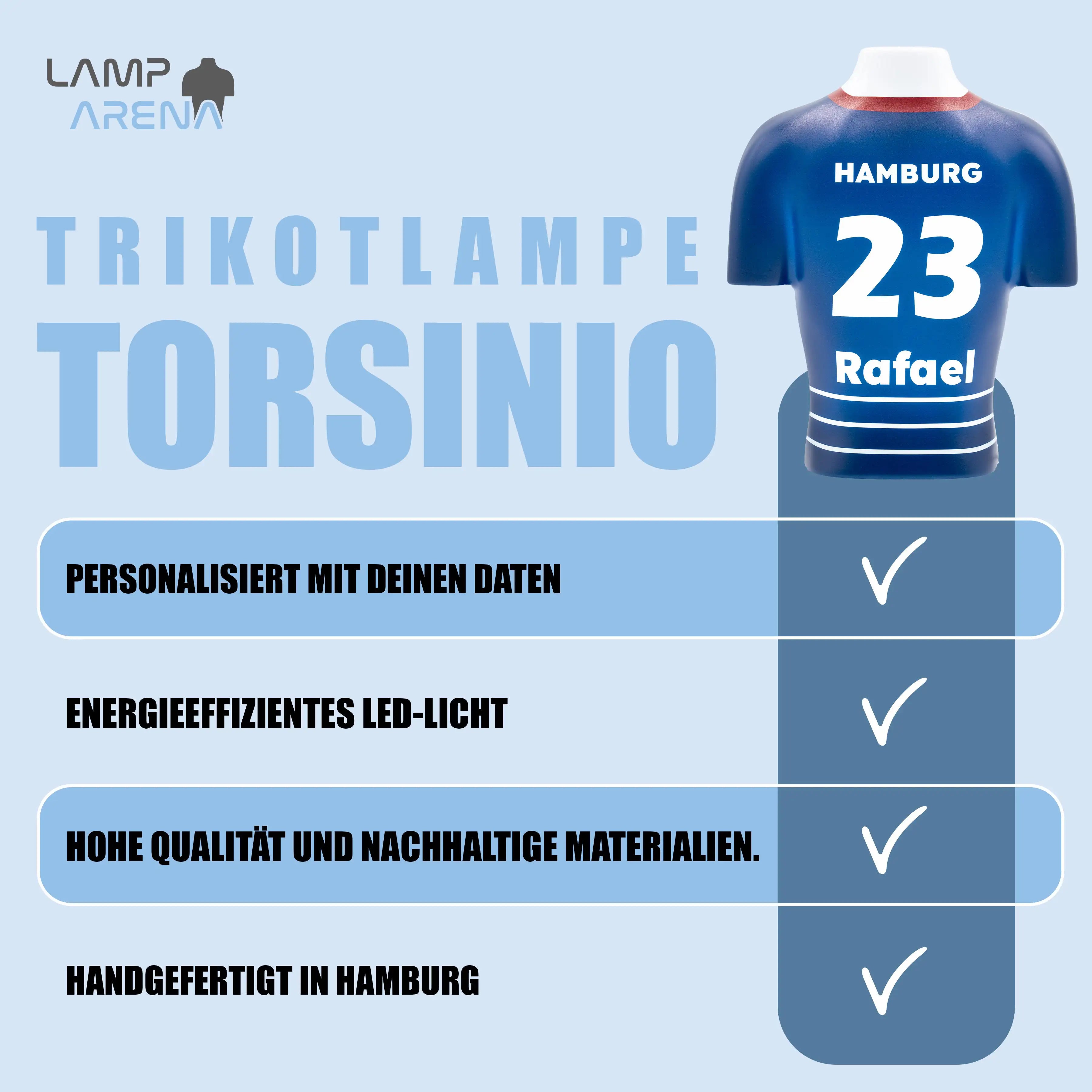 Torsinio® – Personalized 3D Soccer Jersey Lamp