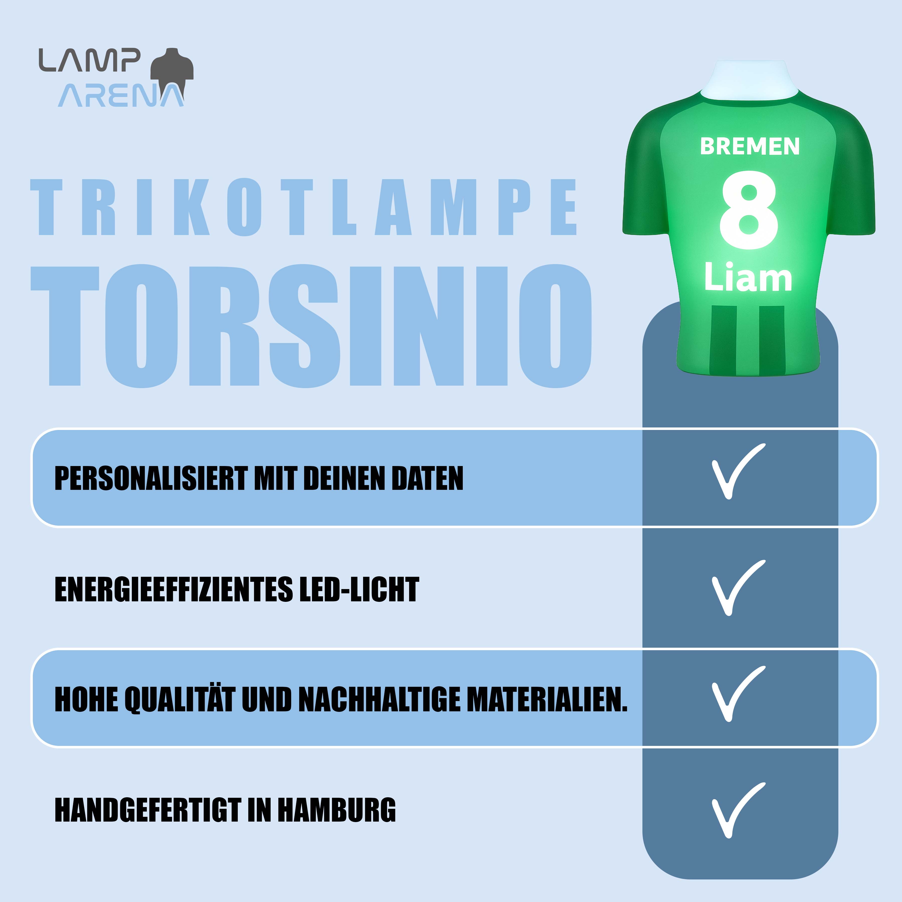 Torsinio® – Personalized 3D Soccer Jersey Lamp