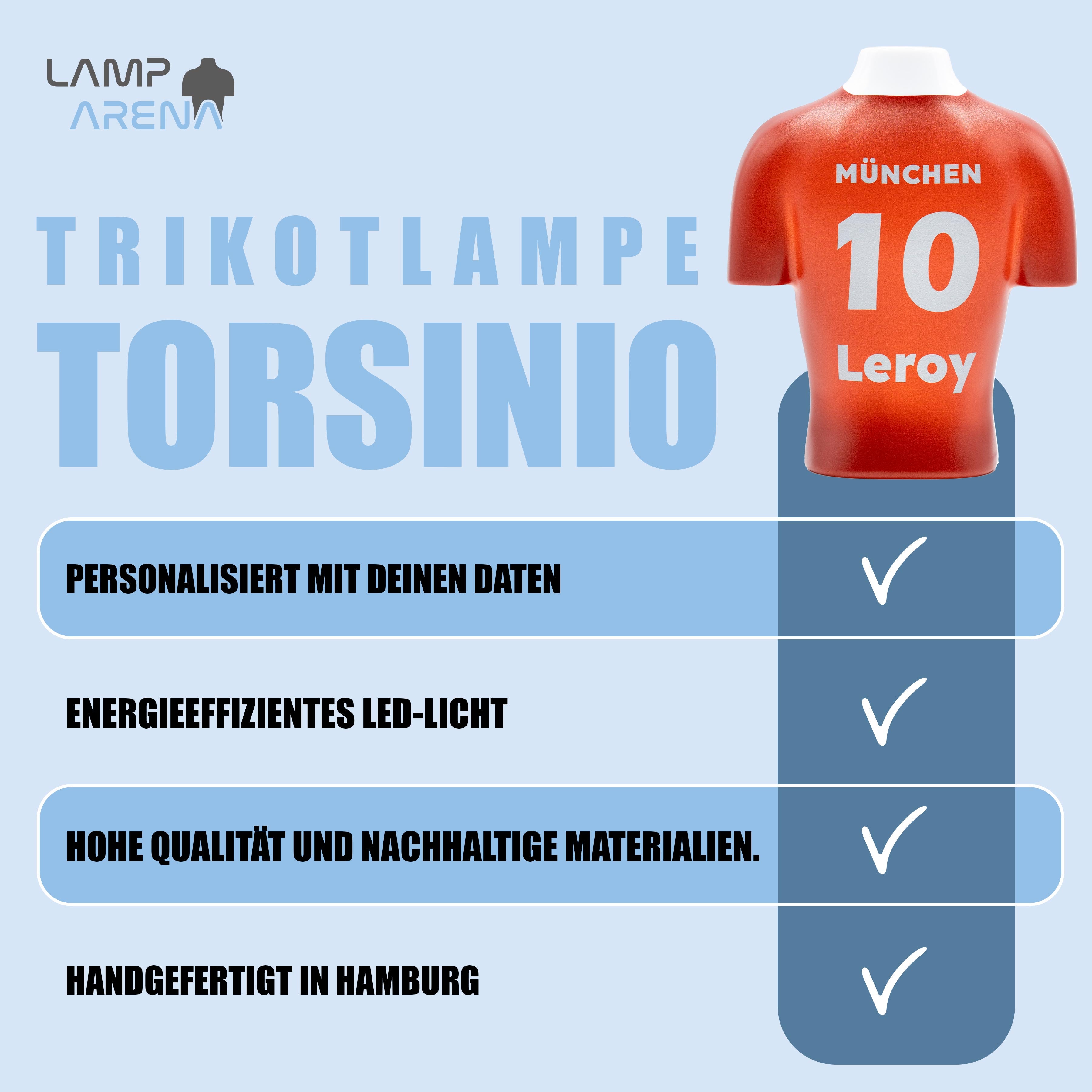 Torsinio® – Personalized 3D Soccer Jersey Lamp
