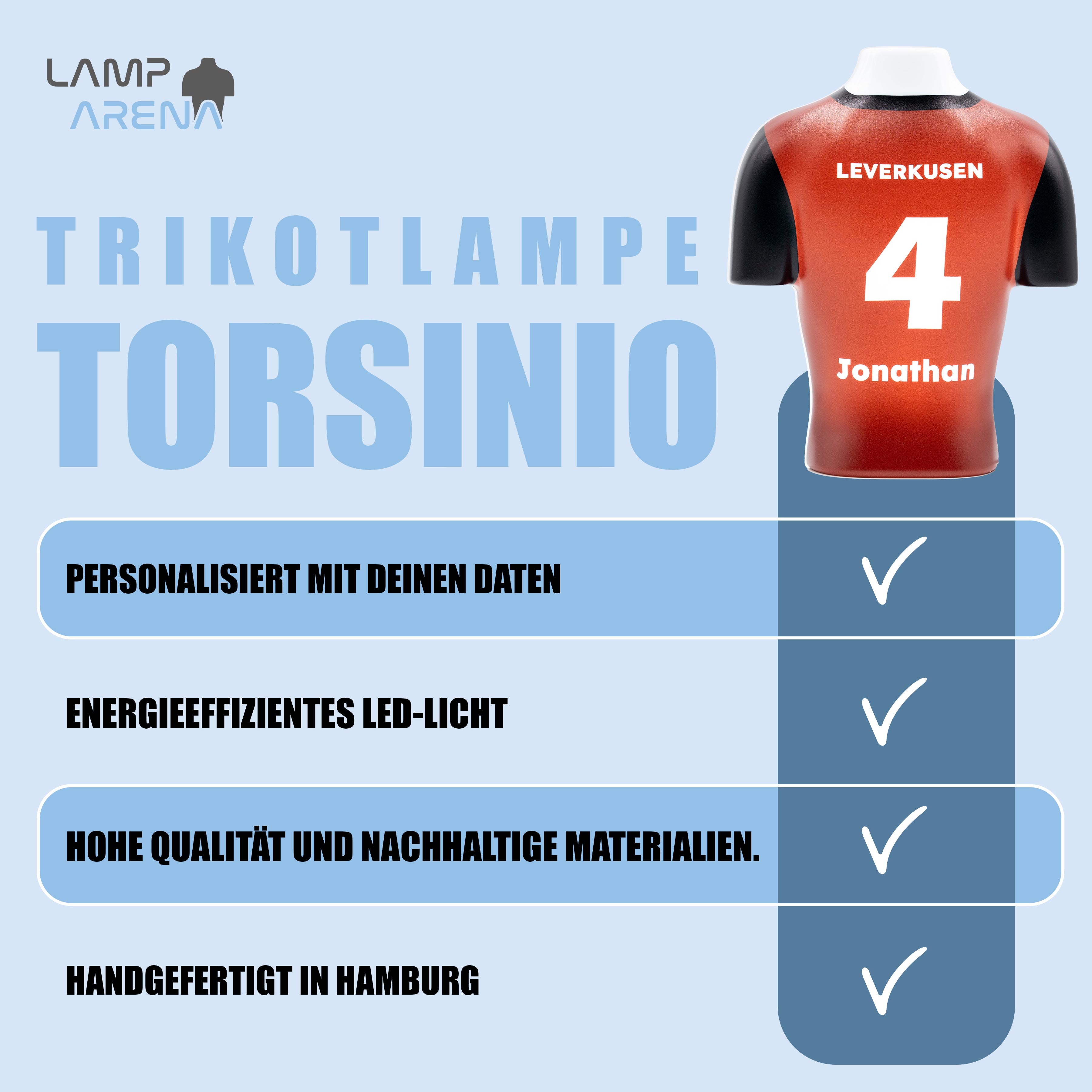 Torsinio® – Personalized 3D Soccer Jersey Lamp