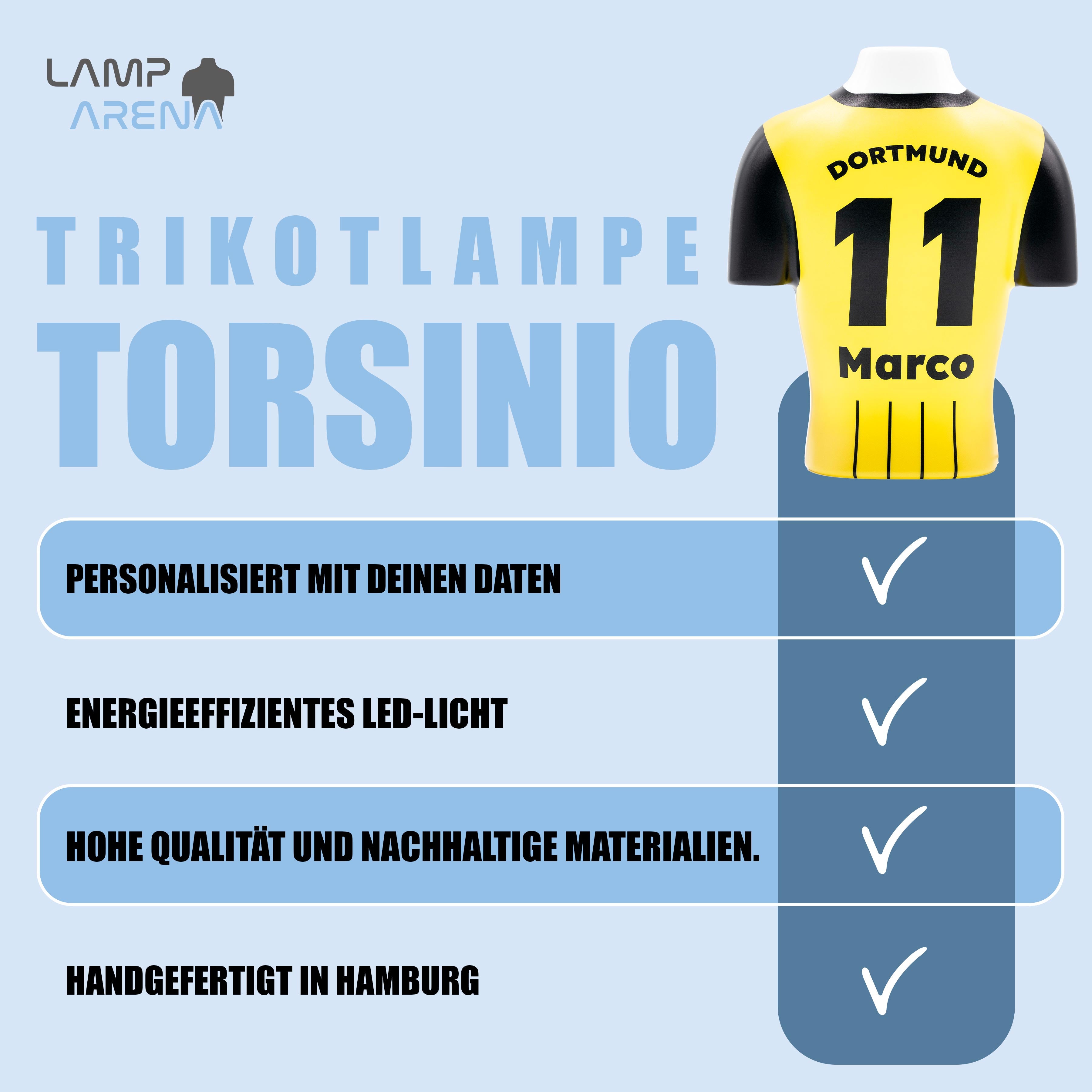 Torsinio® – Personalized 3D Soccer Jersey Lamp